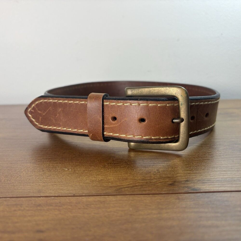 VTG J Crew Brown Tan Leather Made in England Belt Size 28